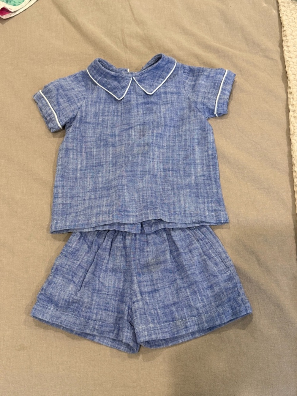 Blue Short Sleeve Two-Piece Tee & Shorts Set - Kids
